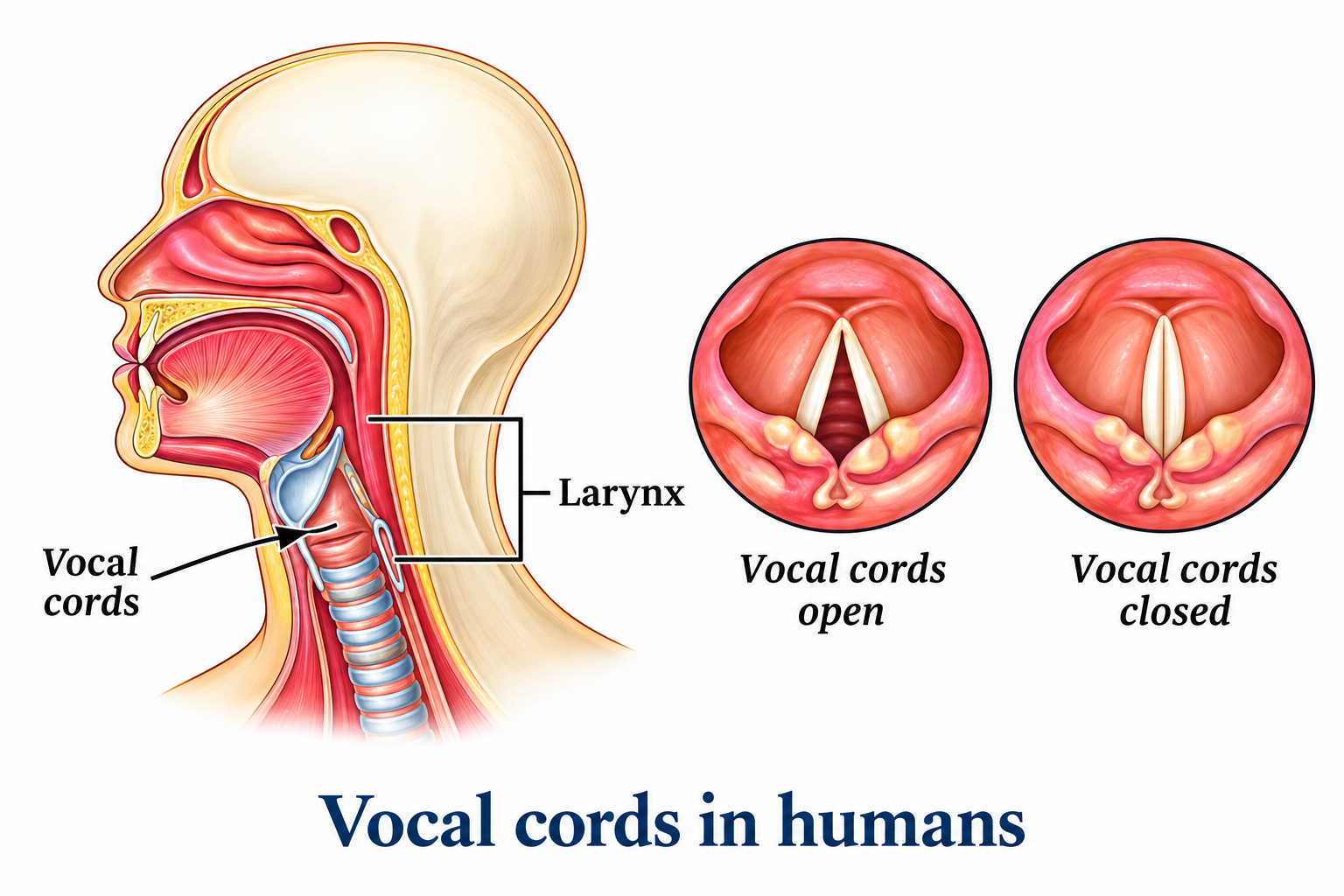 NCERT Figure 10.3: Anatomy of Human Vocal Cords & Larynx
